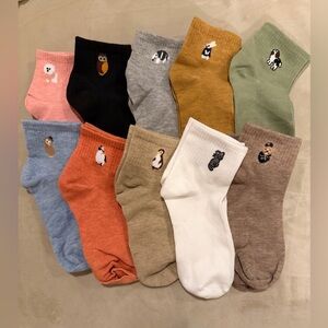 NEW Lot 10 Pairs of Everyday Cotton Blend Ankle Socks Multi Color Set One Size